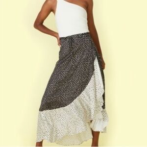 Summersalt Black and White Asymmetrical Wrap Maxi Skirt